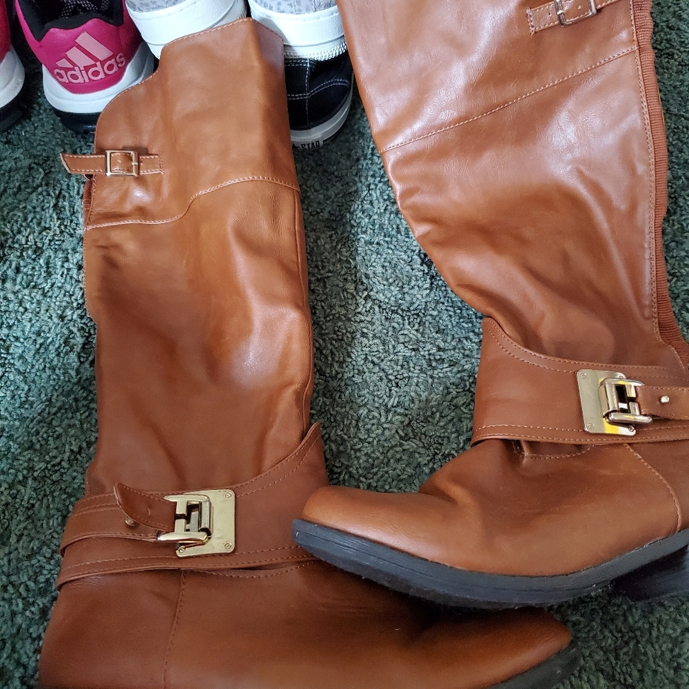 High top boots brown